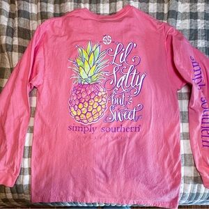 Simply Southern Pink Pineapple Long Sleeve Tee
